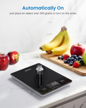 RENPHO four-sensor system delivers precise measurements from 1 g to 10 kg.