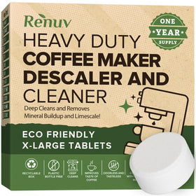 Renuv coffee maker cleaner tablet, 12-use pack for deep descaling and maintenance