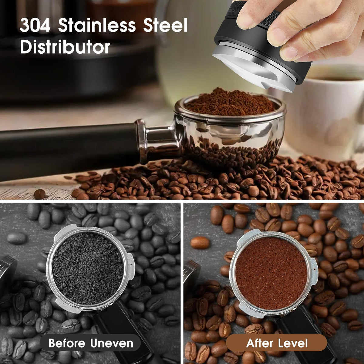 Reoszeank calibrated espresso tamper with 30 lb pressure
