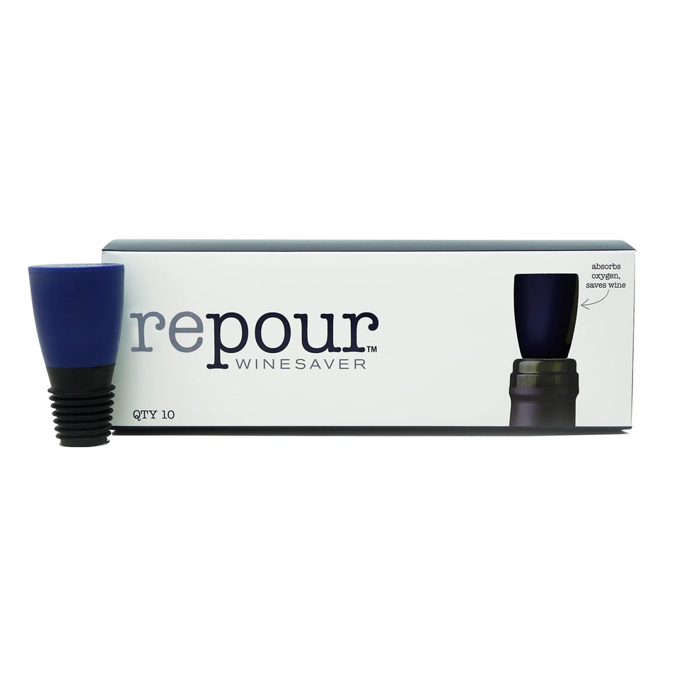 Repour Wine Saver stopper on a bottle preserves freshness between pours