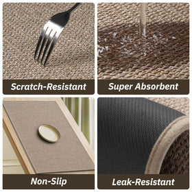 RESARE kitchen mat features absorbent weave to protect floors from spills.