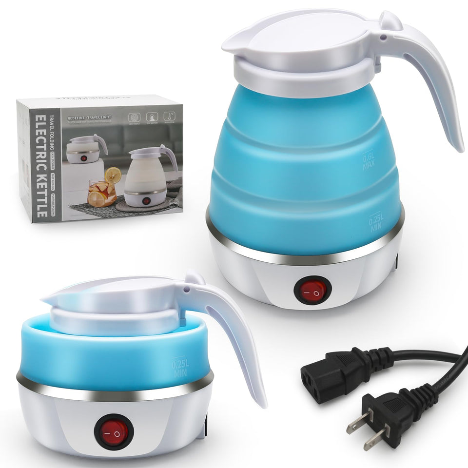 Resgitiati Travel Kettle foldable collapsible design saves space in luggage.