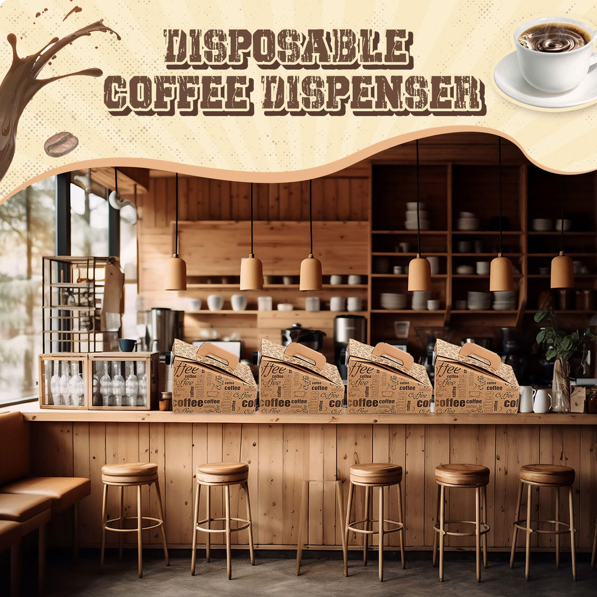 Resholder portable coffee box for catering and mobile service.
