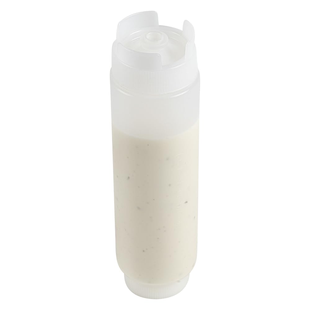 Restaurantware 16oz FIFO squeeze bottle measures 8.3 by 2.4 inches