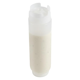 Restaurantware 16oz FIFO squeeze bottle measures 8.3 by 2.4 inches