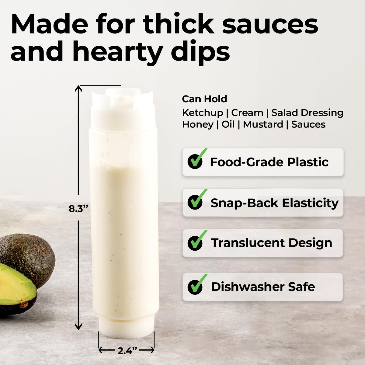 Restaurantware 16oz FIFO squeeze bottle with dispensing cap enables controlled pouring