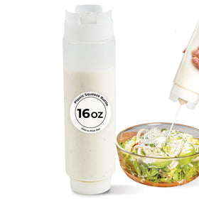Restaurantware 16oz FIFO squeeze bottle with label cap for easy labeling and refilling
