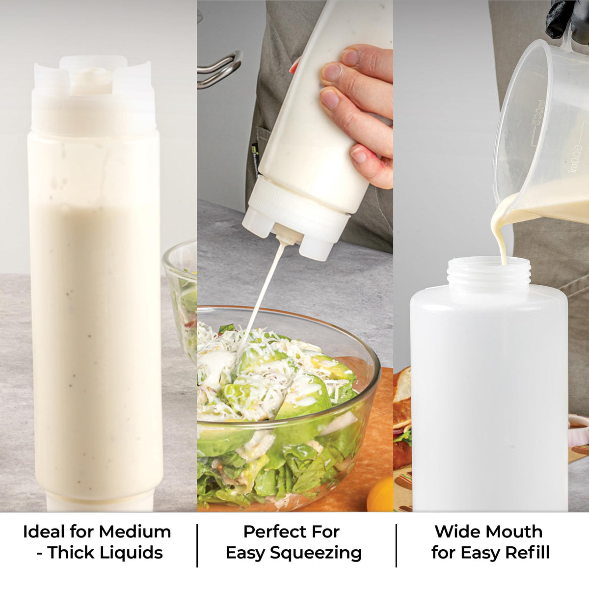 Restaurantware 16oz FIFO squeeze bottle soft flexible plastic design