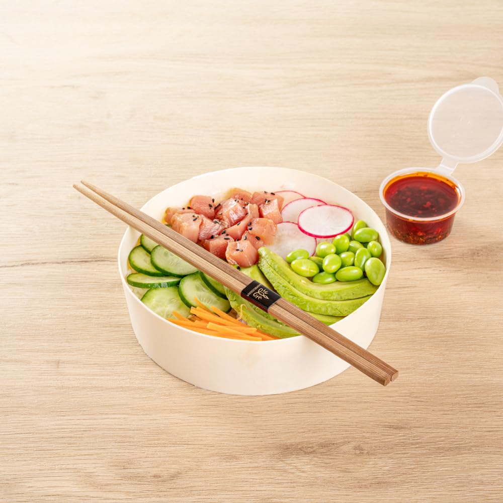 Restaurantware Bambuddha square-edge chopsticks provide secure grip in bowls.