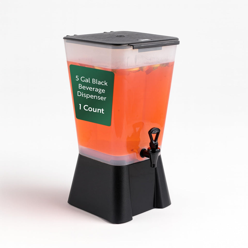 Restaurantware Bev Tek 5-Gallon Dispenser tank shows content clearly for quick beverage identification.
