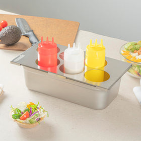Restaurantware fits 1/3-size pans for streamlined condiment setup