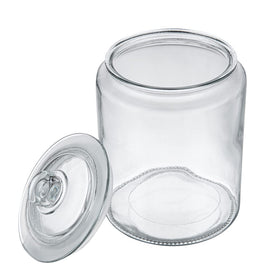 Restaurantware glass storage container blends with countertops while preserving contents.