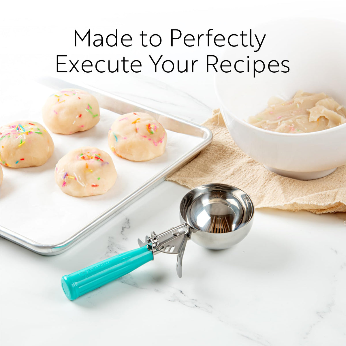 Restaurantware Met Lux oven- and freezer-safe scoop supports versatile prep needs.