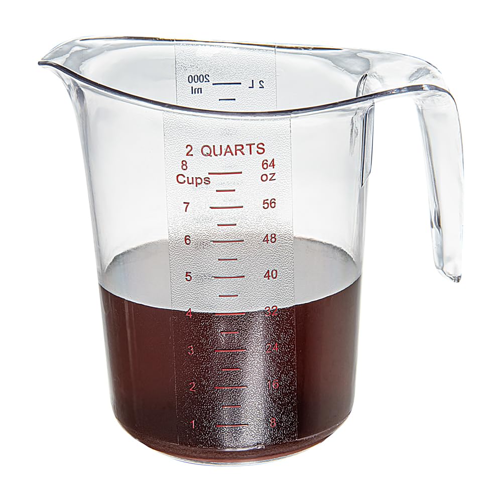 Restaurantware RW Base 2-qt measuring cup with thumb-grip handle for secure pouring
