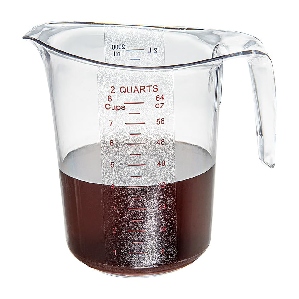 Restaurantware RW Base 2-qt measuring cup with thumb-grip handle for secure pouring