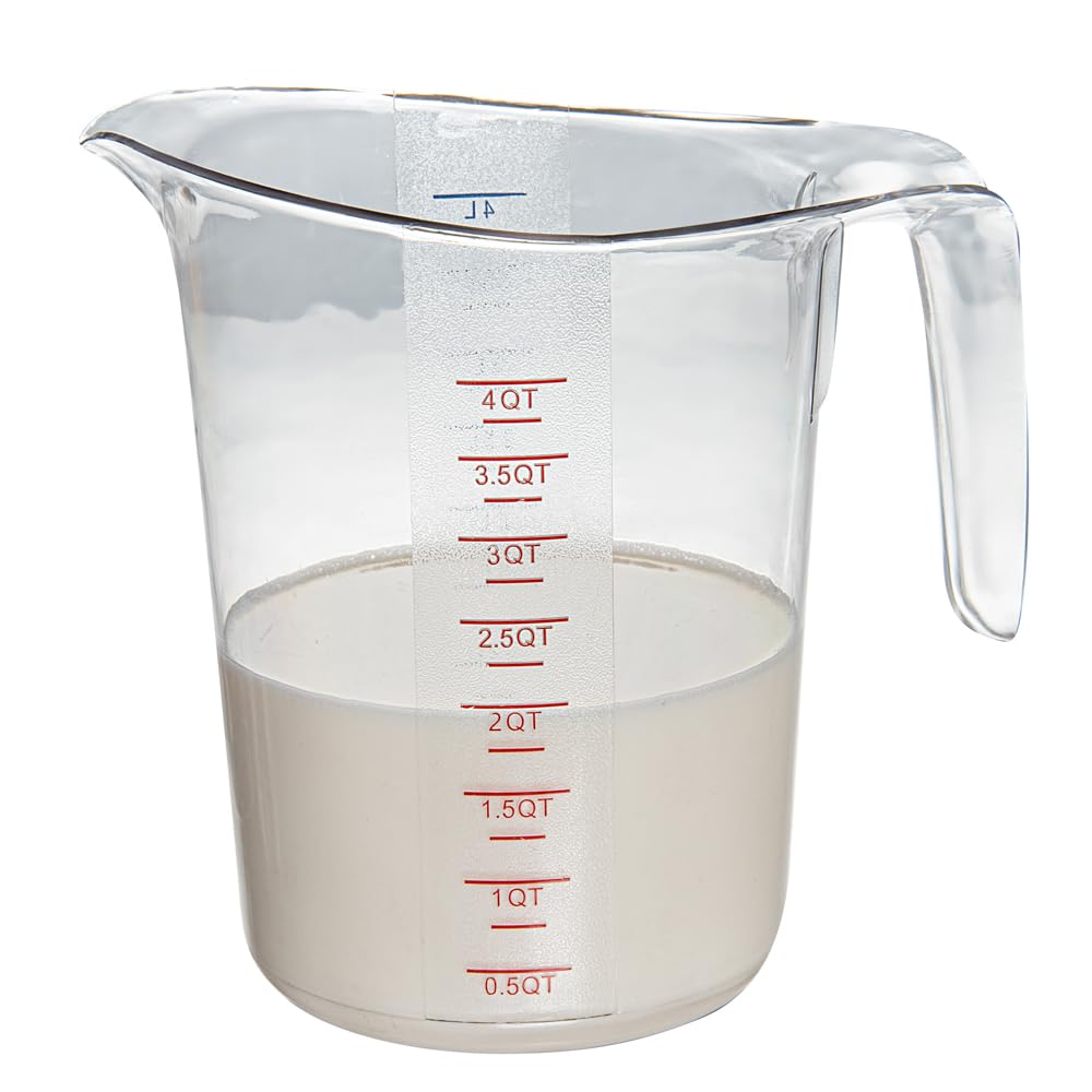 Restaurantware RW Base 4-Quart measuring jar—clear body for precise portioning.