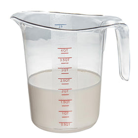 Restaurantware RW Base 4-Quart measuring jar—clear body for precise portioning.