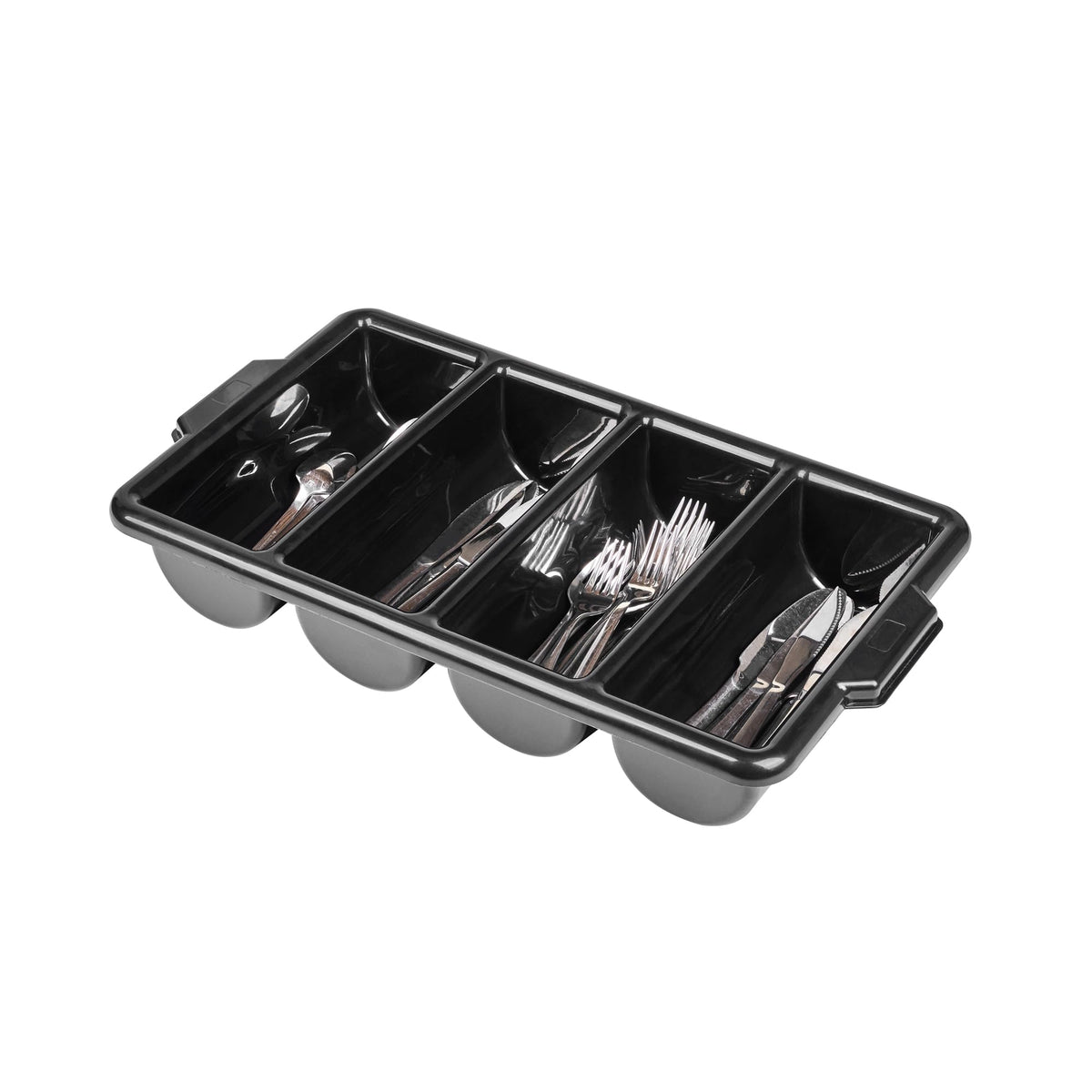 Restaurantware silverware box with low-profile design for unobtrusive countertop organization.