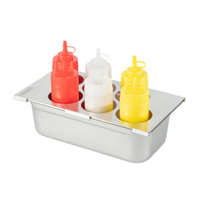 Restaurantware six-hole condiment organizer bottle holder keeps sauces neatly within reach