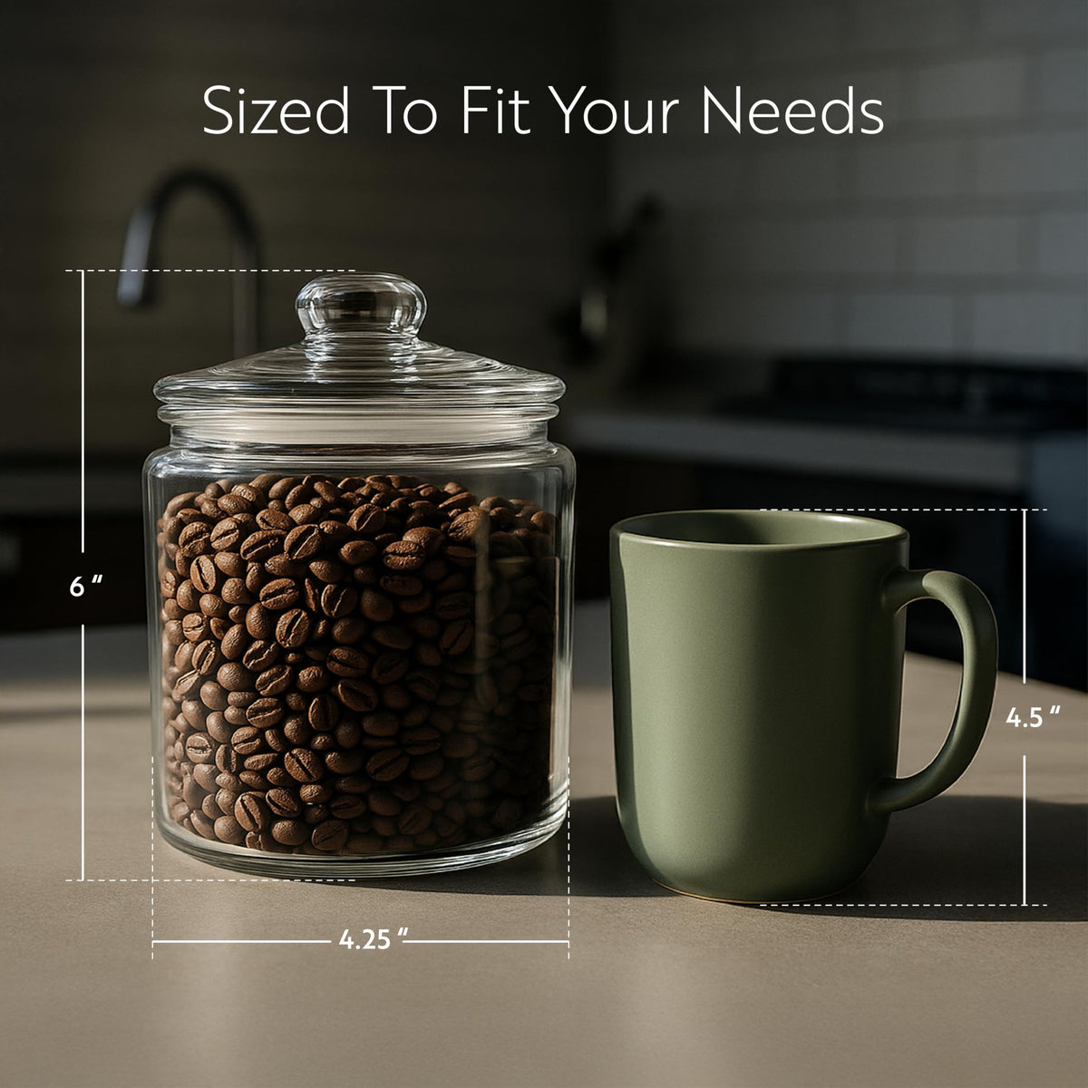 Restaurantware Vetri jar with ergonomic knob handle for easy access.