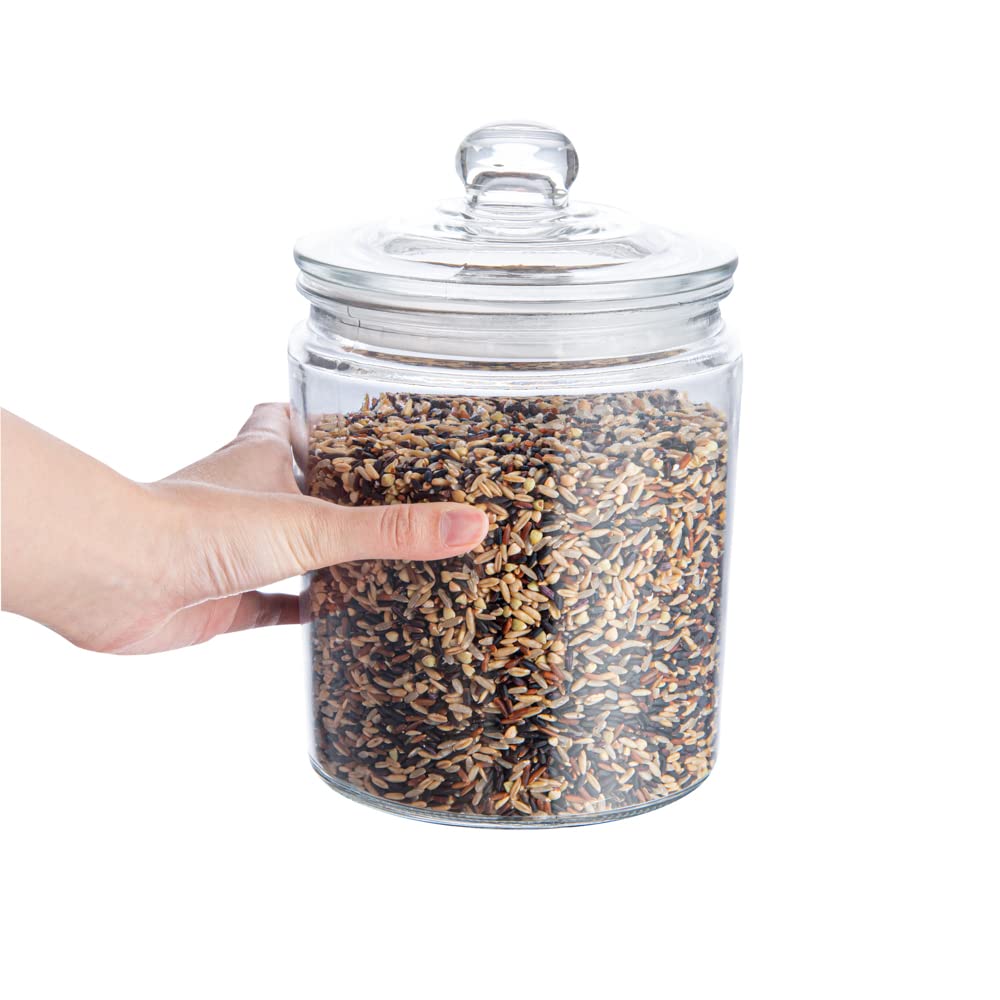 Restaurantware Vetri jar complements kitchen decor with a clean glass look.