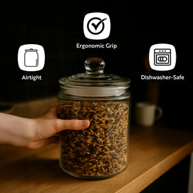 Restaurantware Vetri jar wide opening for easy scooping.