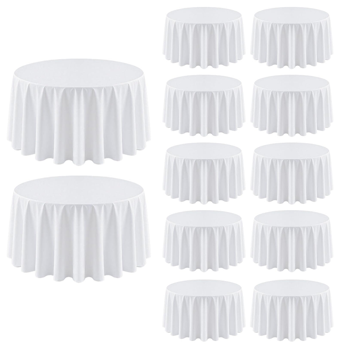 RestfulGlow 12-pack round tablecloths in white for elegant wedding tables