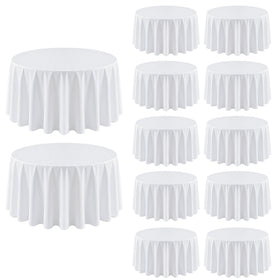 RestfulGlow 12-pack round tablecloths in white for elegant wedding tables