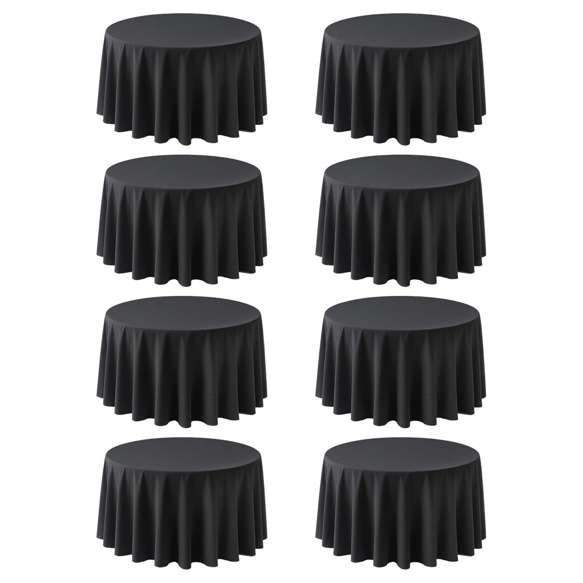 RestfulGlow 8-pack round tablecloth in black close-up fabric showing wrinkle-resistant finish
