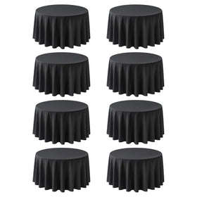 RestfulGlow 8-pack round tablecloth in black close-up fabric showing wrinkle-resistant finish