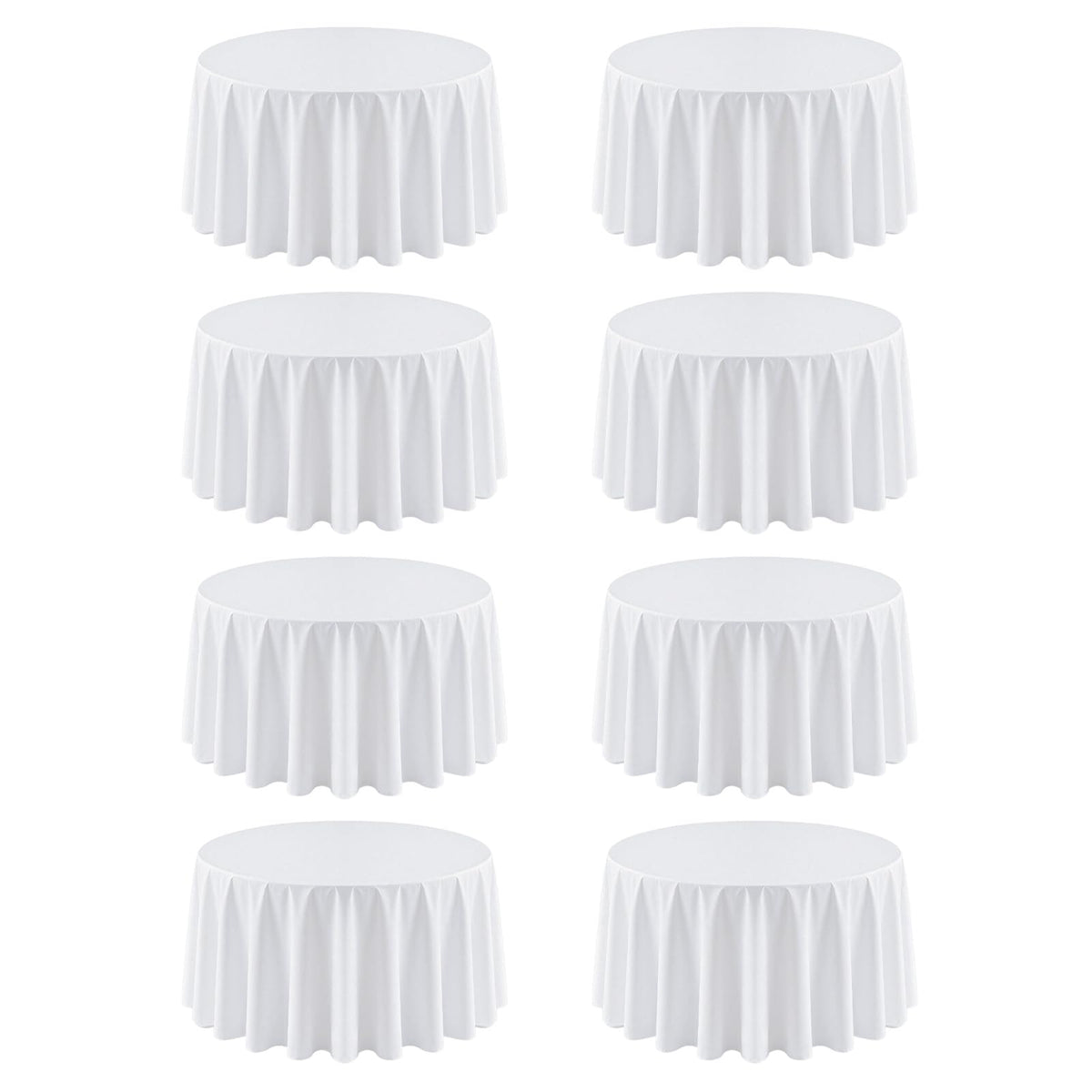 RestfulGlow 8-pack round tablecloths in white for elegant banquet setups