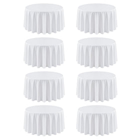 RestfulGlow 8-pack round tablecloths in white for elegant banquet setups