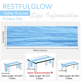 RestfulGlow baby blue cheesecloth table runner 10ft enhances shabby-chic party ambiance.