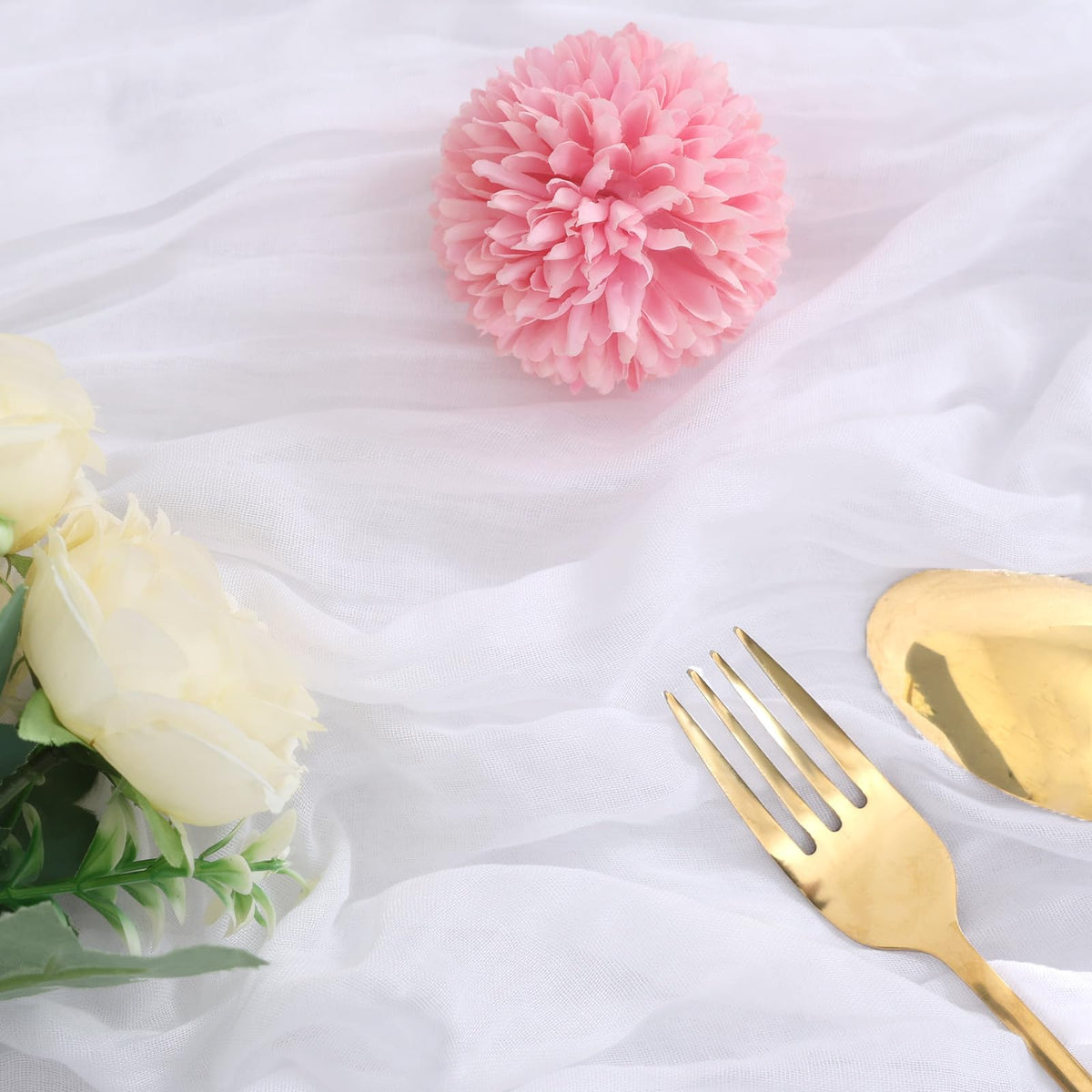 RestfulGlow backdrop draping with table runner adds versatile decor options.