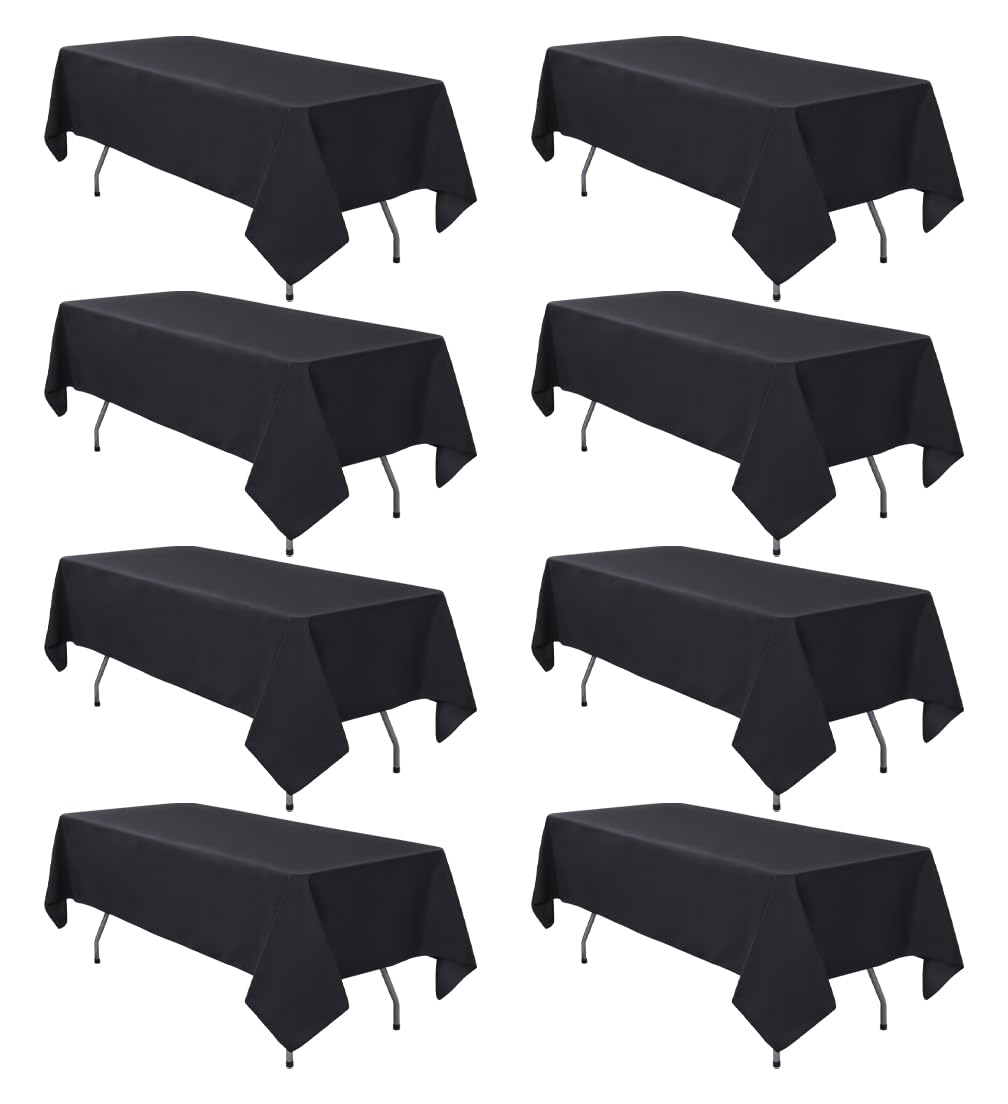 RestfulGlow black tablecloth 60x102 with wrinkle-resistant finish for rectangle tables.