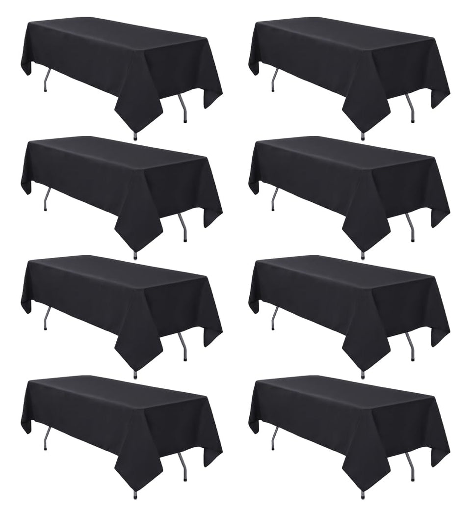 RestfulGlow black tablecloth 60x102 with wrinkle-resistant finish for rectangle tables.