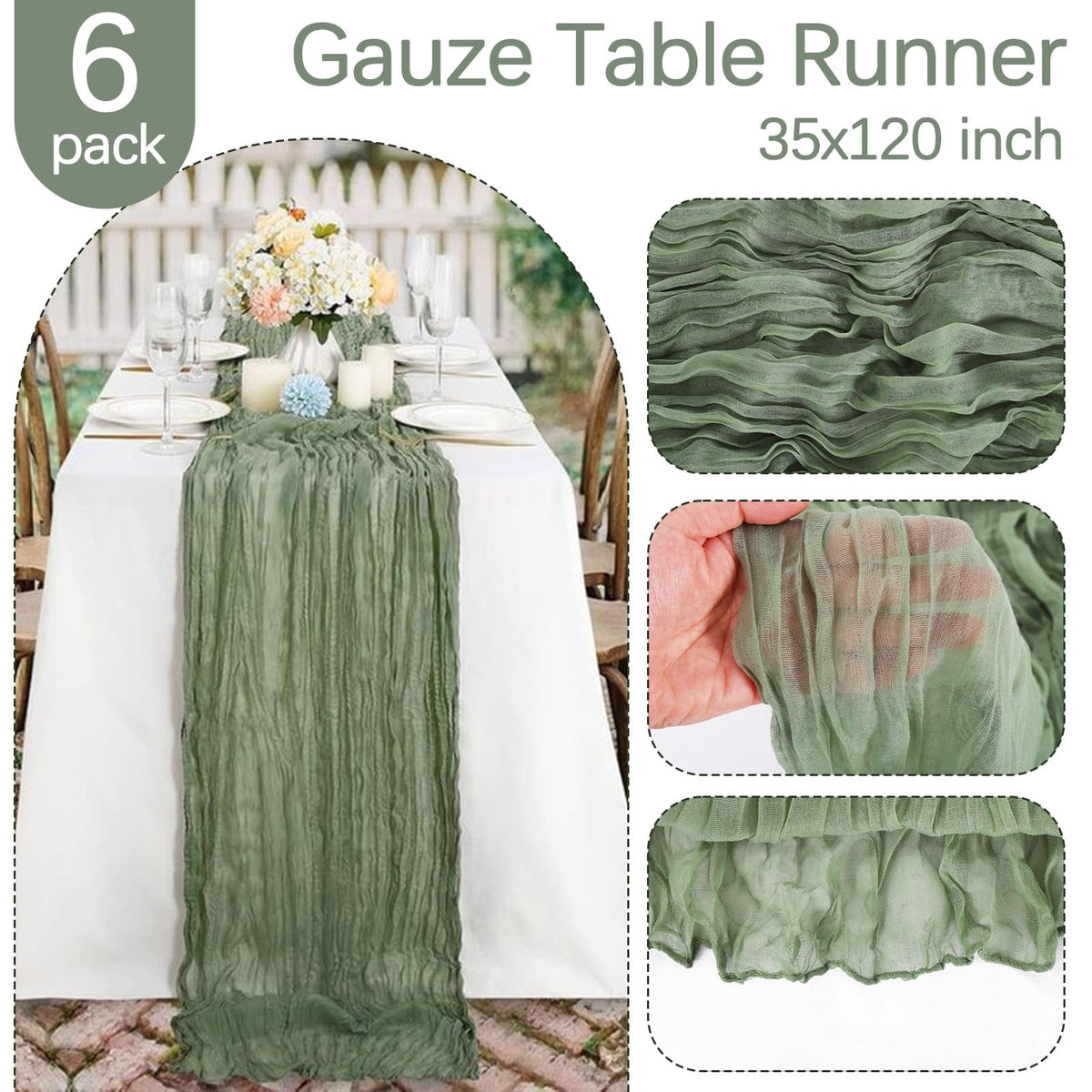 RestfulGlow boho gauze runner draped on a table for romantic decor