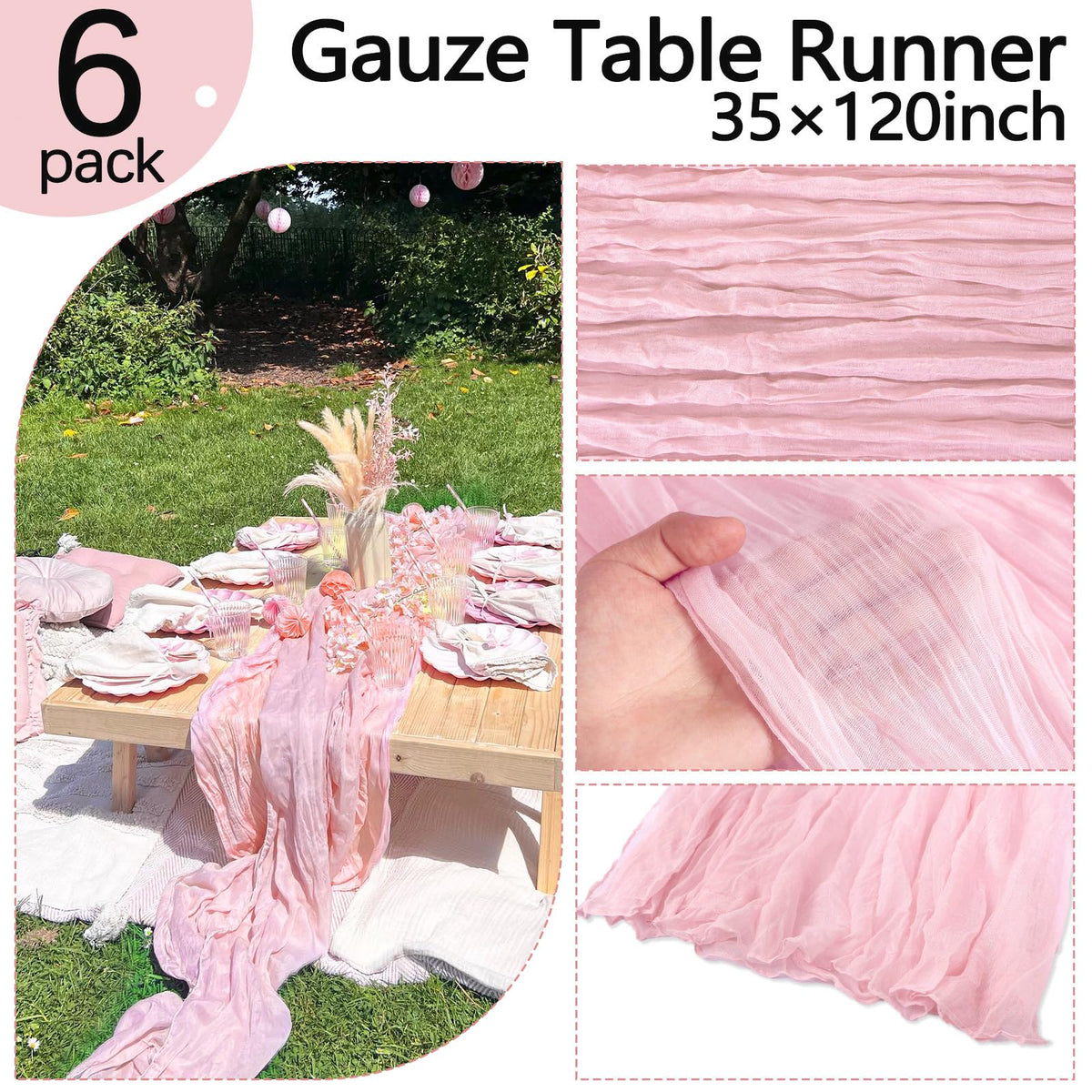 RestfulGlow boho gauze table runner enhances rustic decor with soft texture