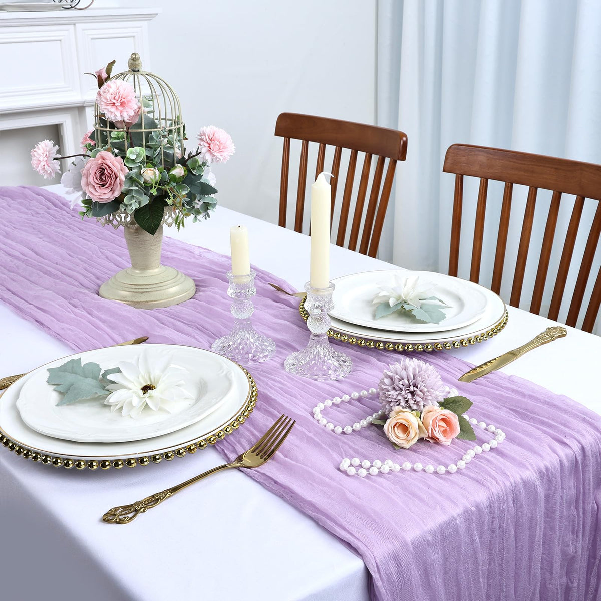 RestfulGlow cheesecloth runner used as home decor on curtains or mantels.
