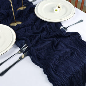 RestfulGlow chic boho dining with cheesecloth runner on table