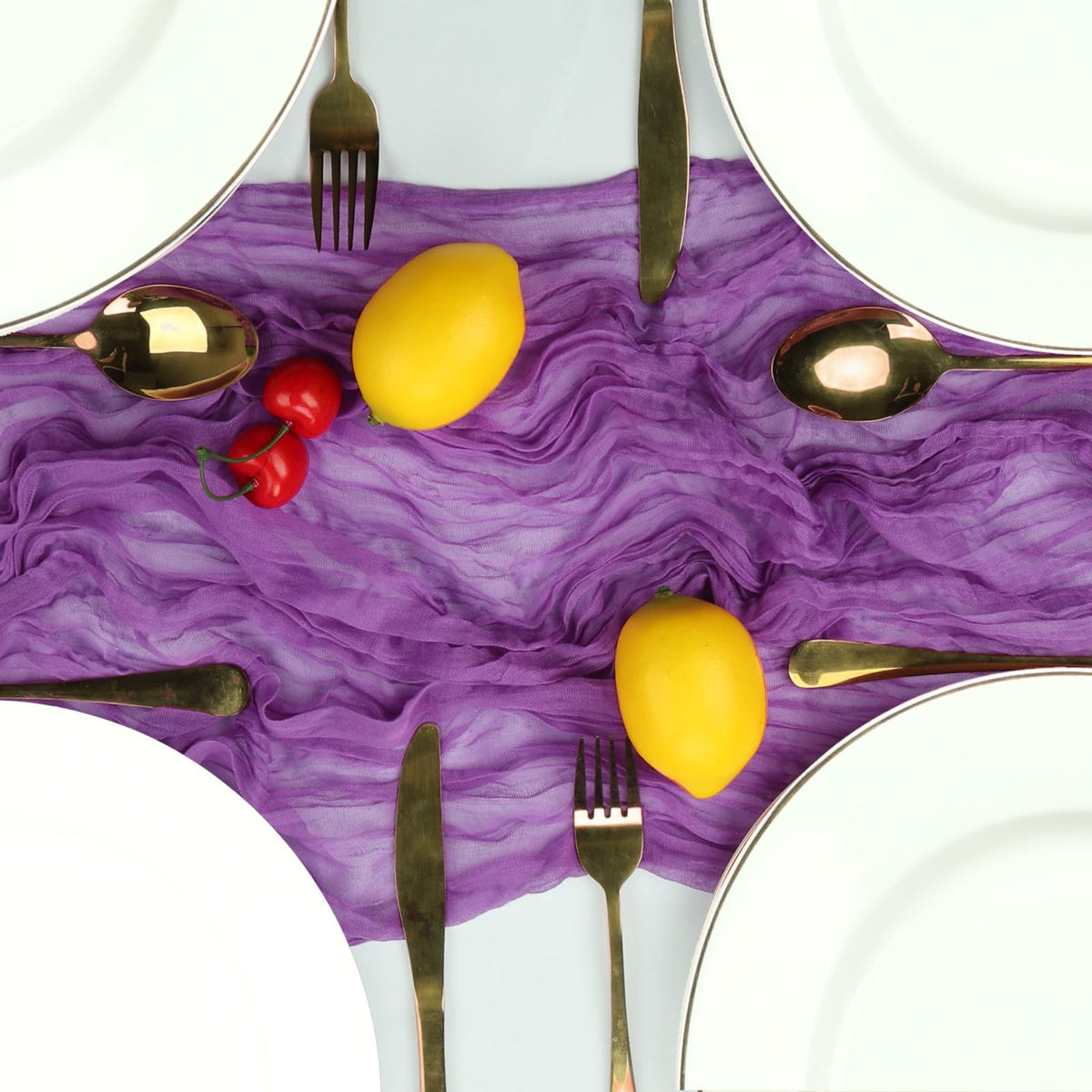 RestfulGlow edge-stitch detail adds vintage charm to purple table runner