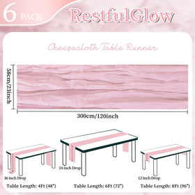 RestfulGlow pink cheesecloth table runner adds soft elegance to baby shower decor.