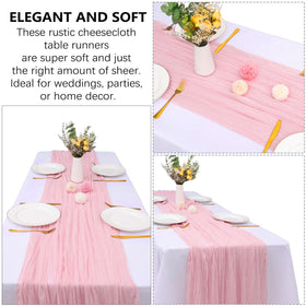 RestfulGlow pink cheesecloth table runner for baby shower table setup
