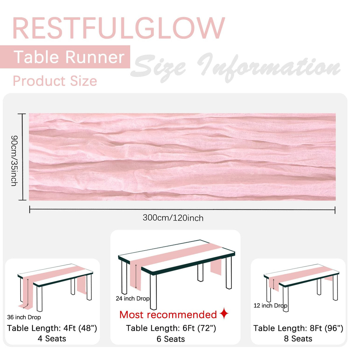 RestfulGlow pink cheesecloth table runner used as wedding decor backdrop