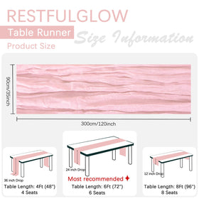 RestfulGlow pink cheesecloth table runner used as wedding decor backdrop