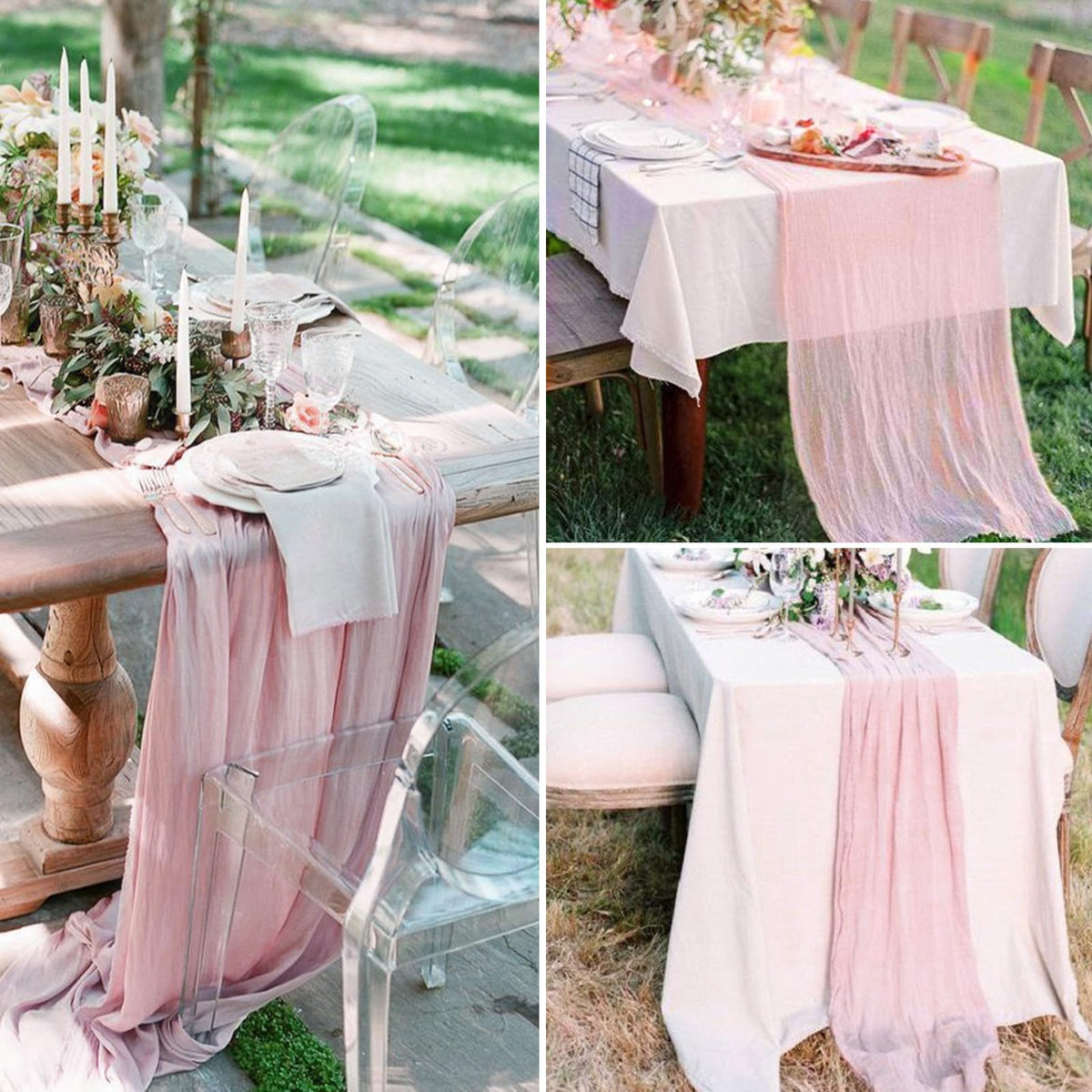 RestfulGlow reusable pink cheesecloth table runner care and washing guidance