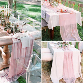 RestfulGlow reusable pink cheesecloth table runner care and washing guidance