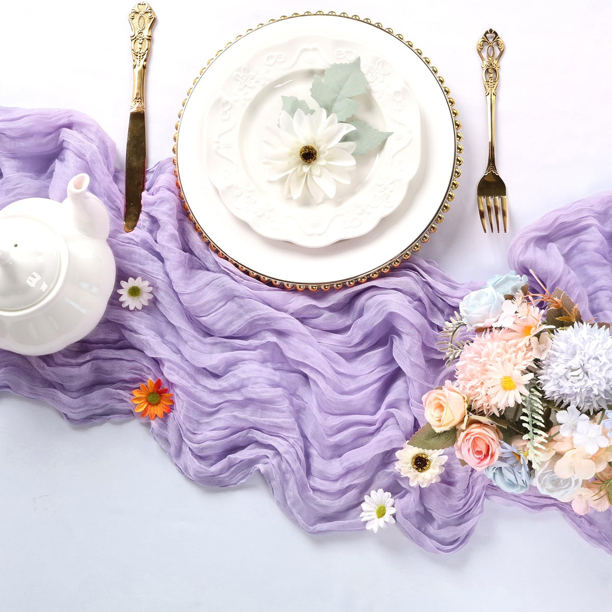 RestfulGlow rustic-edged cheesecloth with delicate stitching adds soft boho charm.
