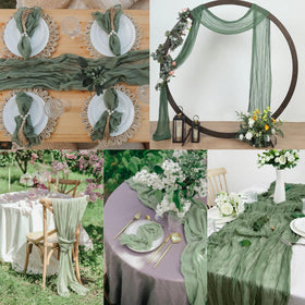 RestfulGlow sage green runner paired with flowers for spring table styling