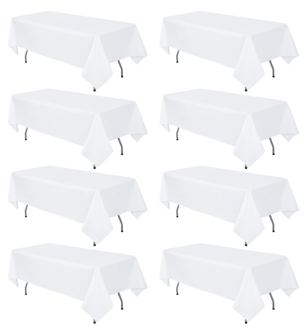 RestfulGlow white tablecloth 60x102 on a 6ft table for a clean, elegant setup.